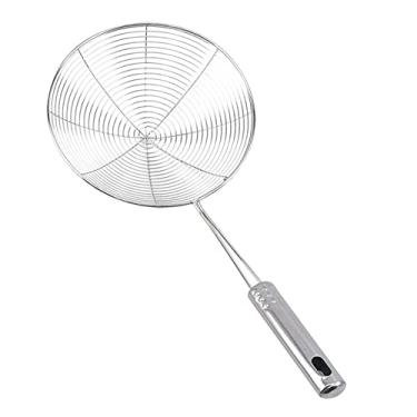 Imagem de Coadores de malha oval escumadeira de aço inoxidável filtro de panela de óleo de alimentos coador de panelas filtro de macarrão frito picante utensílios de cozinha coador de comida doméstica (cor: prata, tamanho: 35 x 15 cm)