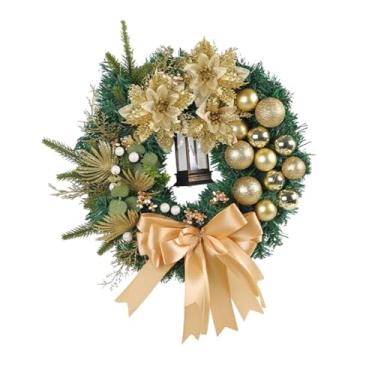 Imagem de Vaveren Guirlanda de Natal com Lanterna com Flores Douradas de Bola de Natal para Porta Da Frente para