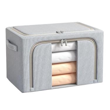 Imagem de Bolsa de armazenamento de roupas embaixo da cama com zíper grande capacidade cobertor dobrável organizador de colcha doméstico Oxford pano recipientes de armazenamento para sapatos brinquedos lanches livros, cinza, 50 * 40 * 33 cm