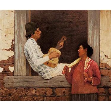 Imagem de O Violeiro (1899) de Almeida Júnior - 50x60 - Tela Canvas Para Quadro