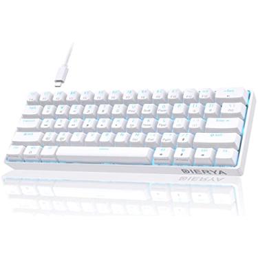 Imagem de DIERYA Teclado 60% mecânico, teclado para jogos com fio DK61se com interruptores azuis, retroiluminado por LED, ultracompacto, 61 teclas, mini teclado de escritório para Windows, laptop, PC, digitador