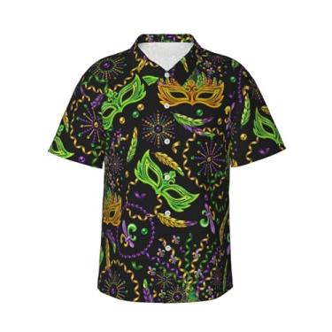 Imagem de Xiso Ver Camisa havaiana masculina manga curta casual camisa de praia casual de botão para festa de verão na praia, Carnaval Mardi Gras3, 3G