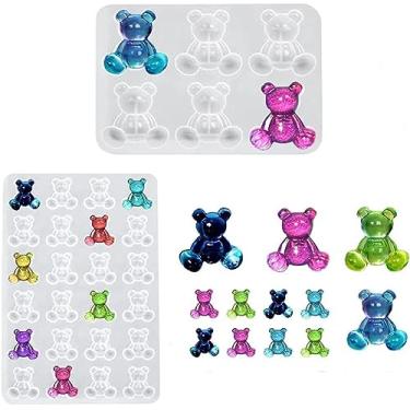 Imagem de Tvoip 2 Pack 3D Bear Epoxy Resin Silicone Molds,Animal Silicone Molds for Casting Candy Fondant Cake Craft DIY DIY Crystal Epoxy Resin Mold Bear Earring Brooch Hairpin Mold