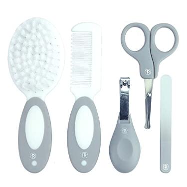 Imagem de Kit 5 Peças Higiene Cuidados Bebê Pimpolho Unhas Cabelo (Cinza, Único)