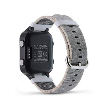 Imagem de C2D JOY Pulseira clássica de tecelagem de nylon compatível com Garmin Approach S20 S5 S6 pulseira de relógio de substituição para smartwatch acessório para golfe - grande (bege)