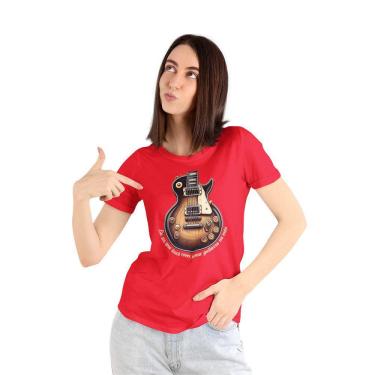 Imagem de Camiseta Feminina Sou Uma Louca Com Uma Guitarra Na Mão Rock