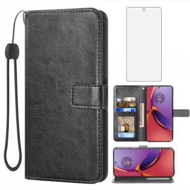 Imagem de Capa carteira compatível com Motorola Moto G84 5G, protetor de tela de vidro temperado e capa flip de couro, suporte para cartão, acessórios de celular, capas para celular para MotoG84 5G G 84