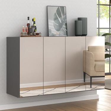 Imagem de Aparador Buffet 4 Portas Com Espelho Suspenso Grafite