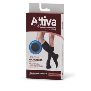 Imagem de Meia 3/4 Attiva - Panturrilha Ponteira Fechada Masculina Marrom - Tama
