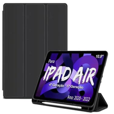 Imagem de Smart Case C/Suporte Pencil Para Apple iPad Air 4ª 5ª Geração De 10.9" Pol. Model A2316 A2324 A2325 A2072 / A2588 A2589 A2591 Ano 2020/2022 - Alamo (PRETO)