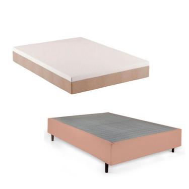 Imagem de Cama Box King com Colchão Guldi Comfort com Massageador Quântico Molas Ensacadas (30x193x203) Bege e Branco