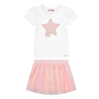 Imagem de Conjunto Blusa E Saia Carinhoso Manga Curta Com Bordado Ref: 1000123973 4/8 Menina.