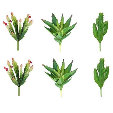 Imagem de ShoppeWatch Plantas artificiais de cacto sem vaso - suculentas falsas realistas para decoração de casa - Mini cacto falso DIY decorações AF18