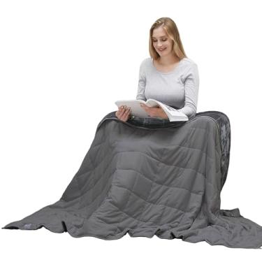 Imagem de MOTRIP Cobertor ponderado de flanela com lixado reversível, 121 x 182 cm, 4,5 kg, cinza escuro