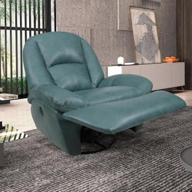 Imagem de Poltrona do Papai Sala de Cinema Carrie Reclinável Retrátil Manual Glider Giratória Couro Azul Turquesa Manchado G40 - Gran Belo