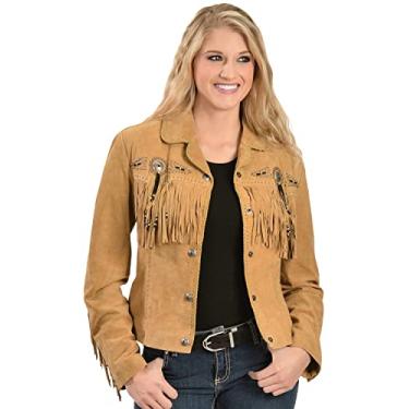 Imagem de Jaqueta feminina Scully de camurça e franja de couro Plus – L152-27-Plus, Rust, XX-Large