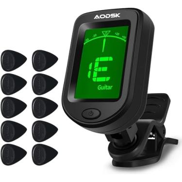 Imagem de AODSK Afinador De Guitarra Clip-On Para Instrumento De Cordas, Afinador Eletrônico Digital, Grande Display Lcd Transparente, Giratório, Adequado Para Guitarra Acústica, Ukulele, Baixo, Violino, Banjo