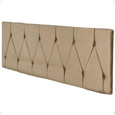 Imagem de Cabeceira Parede Capitonê Estofado Suede Cama Box Queen 1,60 Quarto Casal Decoração Retrô - Bege - RPM