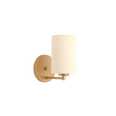 Imagem de Arandela Dourada c/ Cúpula Tecido Cru quarto cabeceira cama. - MV ILUM