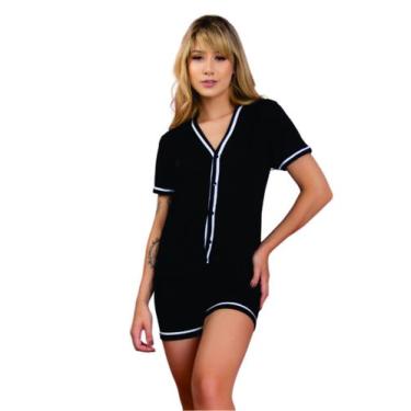 Imagem de Baby Doll Curto Vekyo Modas Pijama Blogueira Aberto Botões Roupa de Do