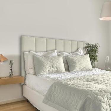 Imagem de Cabeceira Estofada Suede Branco Gelo Cama Box Módulo 20Cm X - Gh Papel