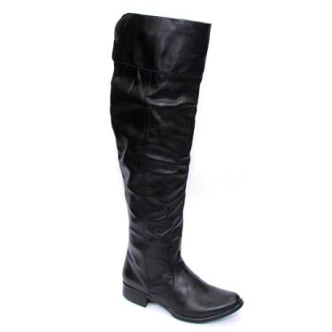 Imagem de Bota Over The Knee Cla-Clê Feminina Couro Cano Alto Conforto, Preto, 3