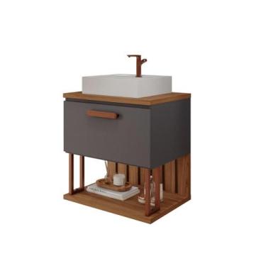 Imagem de Gabinete Para Banheiro Com Lavatório Duna Titanium/Freijo MGM Móveis 6