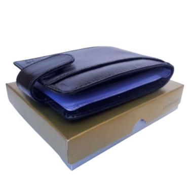 Imagem de Carteira Masculina de Couro Documento Porta Cartão Botão RG - LK