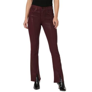 Imagem de HUDSON Calça jeans feminina Barbara de cintura alta para bebês, Bordeaux revestido, 28