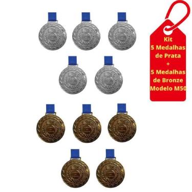 Imagem de Kit C/5 Medalhas de Prata + 5 Medalhas de Bronze M50 Crespar