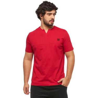 Imagem de Camiseta Basica Masculina Gola Portuguesa C3 WOOKS, Vermelho, M