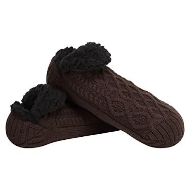 Imagem de Snoozies Meias masculinas de lã de ovelha, Marrom, One Size