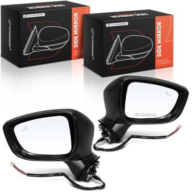 Imagem de A-Premium Par (2) espelhos retrovisores elétricos do lado do motorista e do passageiro - compatível com Mazda 3, 3 Sport, 2014 2015 2016 - Espelho retrovisor externo preto dobrável manual sem