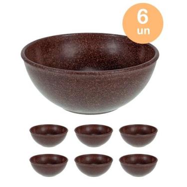 Imagem de 6un TIGELA 500ml BOWL CUMBUCA SOPA CALDO MARROM ESCURO - Evo