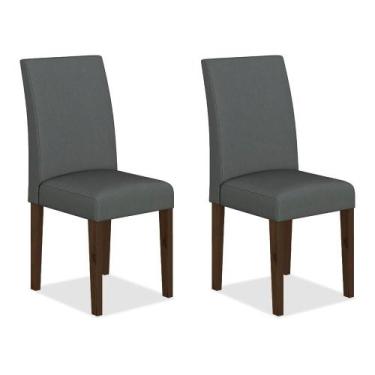 Imagem de Kit 2 Cadeiras Estofadas Sofia Imbuia/cinza - Móveis Arapongas - A Móv