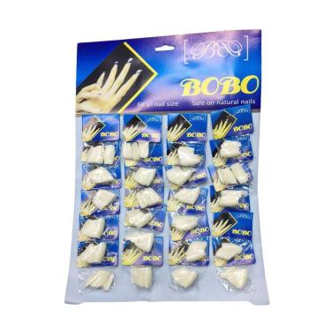 Imagem de Cartela 24 Pacotes Unhas Postiças Realista Bobo Branca