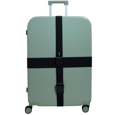 Imagem de Cincha Alça de bagagem ajustável para viagem, serve para malas de mão e despachadas, aprovada pela TSA, marca Shark Tank, acessório de viagem premium (preto)