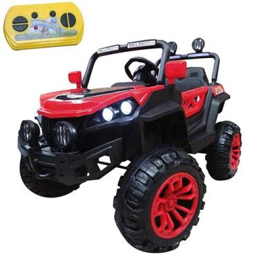 Imagem de Quadriciclo Infantil Elétrico 12V 2 Assentos Vermelho Suporta 25kg Luz