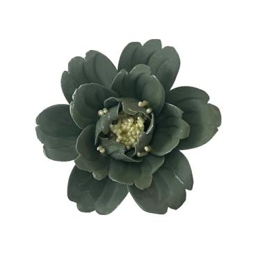 Imagem de AMERRY Peônia, arte de parede de flores de cerâmica de 7 cm, escultura de parede de flor artificial, flores de porcelana 3D penduradas à mão, decoração de parede 3D, decoração de parede de flor de