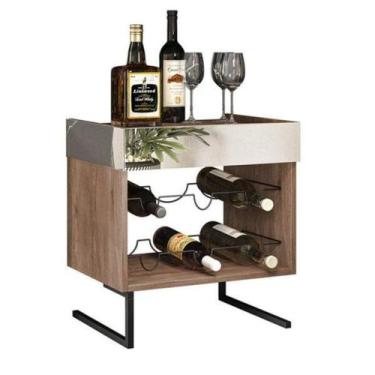 Imagem de Adega Com Espelho Para 6 Garrafas Aurora Demolição Preto - Tatite Deco