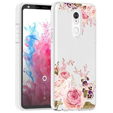 Imagem de Yerebel Capa para LG Stylo 5, capa fofa Stylo 5V/Stylo 5X/LG Stylo 5 Plus, capa de silicone de borracha macia TPU transparente flexível para LG Stylo 5 Plus (flor rosa)