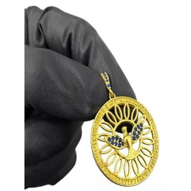 Imagem de Pingente Espírito Santo Pedra Azul Banhado Ouro 18k - ToJoia18k