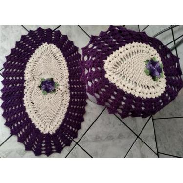 Imagem de Jogo de banheiro de crochê modelo coração com 2 peças - Tomazinis, Rox