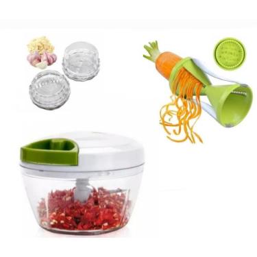 Imagem de Kit Triturador Alimentos Manual e Espiralizador Macarrão Legumes - Sac