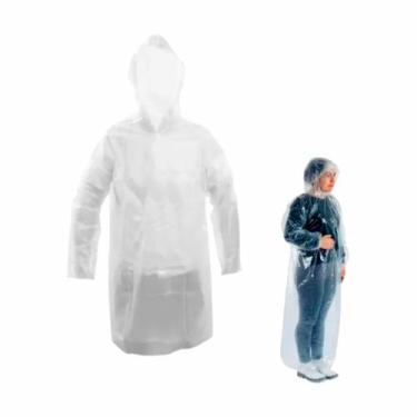 Imagem de Capa de Chuva Adulta Descartável Protetor Unisex Transparente Capuz e 