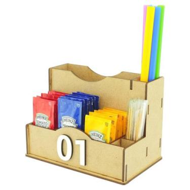 Imagem de 30 Porta Sachê Guardanapos Canudos Palitos Hamburgueria Mdf Crú - Mode