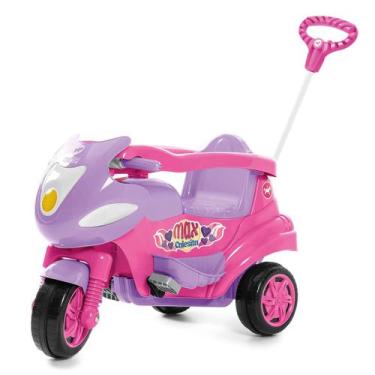Imagem de Carrinho Passeio Ou Pedal Infantil Max Calesita Com Buzina, Rosa