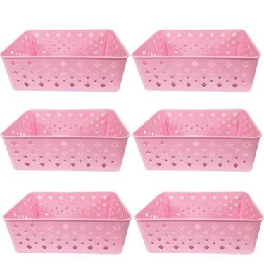 Imagem de Cesto Organizador Rosa 123Organizei 19x13,5x6,5Cm Plástico - 123 Organ