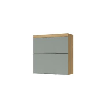 Imagem de Armário Aéreo 80cm 2 Portas 100 MDF Marquesa Nesher - Nature/Verde