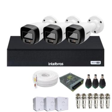 Imagem de Kit 3 Câmeras Intelbras 1120b Full Color, Dvr 4ch Mhdx 1004c  Sem Hd